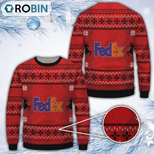 Fedex Red Pattern Merry Christmas All Over Print Ugly Sweater