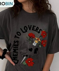 Floral Skull Morally Gray Romance Shirt, Book Trope Enemies To Lovers Unisex Hoodie Tee Tops