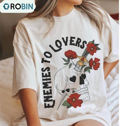 Floral Skull Morally Gray Romance Shirt, Book Trope Enemies To Lovers Unisex Hoodie Tee Tops
