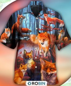 Fox Beautiful Red Forest Casual Button-Down Shirt