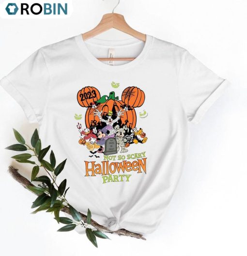 Funny Not So Scary Halloween Party Shirt, Mickey And Minnie Halloween Family Hoodie Crewneck