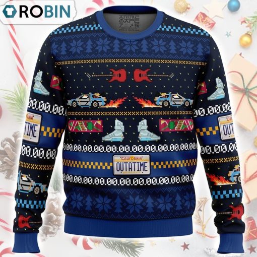 Get Back in Time For Christmas Back to the Future Ugly Christmas Sweater
