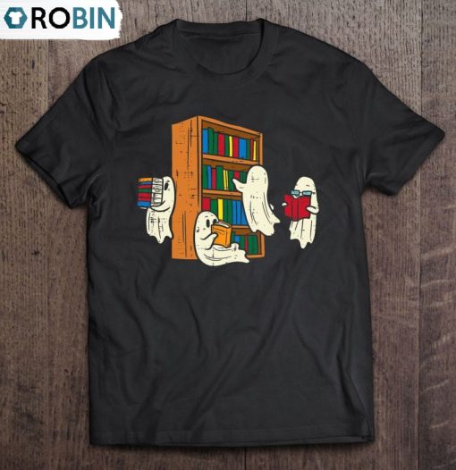 Ghosts Reading Books Teacher Halloween Librarian Boooks Unisex Shirt
