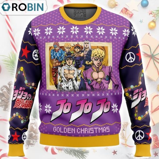 Golden Christmas Jojo’s Bizarre Adventure Ugly Christmas Sweater