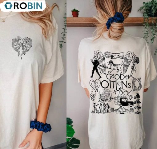 Good Omens Movie Doodle Art Shirt, Good Omens Movie Tee Tops Short Sleeve