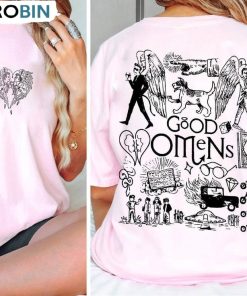 Good Omens Movie Doodle Art Shirt, Good Omens Movie Tee Tops Short Sleeve