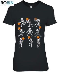 Halloween Basketball Skeletons Dunking Dribble Boys Kid Unisex Shirt