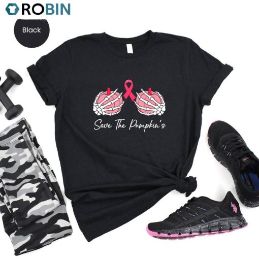 Halloween Breast Cancer Awareness Shirt, Save The Pumpkin Crewneck Unisex Hoodie
