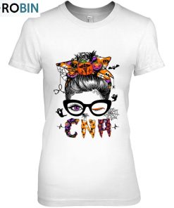 Halloween Cna Messy Bun Hair Cool Pumpkin Cool Girl Unisex Shirt