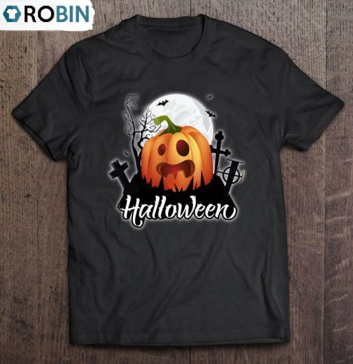 Halloween Lettering Spooky Pumpkin Unisex Shirt
