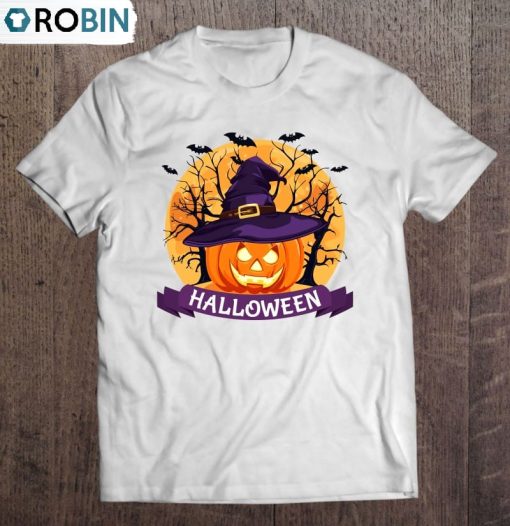 Halloween Pumpkin With Hat Unisex Shirt
