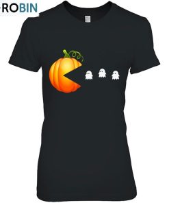 Halloween Shirts For Kids Pumpkin Eating Ghos Funny Youth Tee Matching Halloween Costumes Unisex Shirt