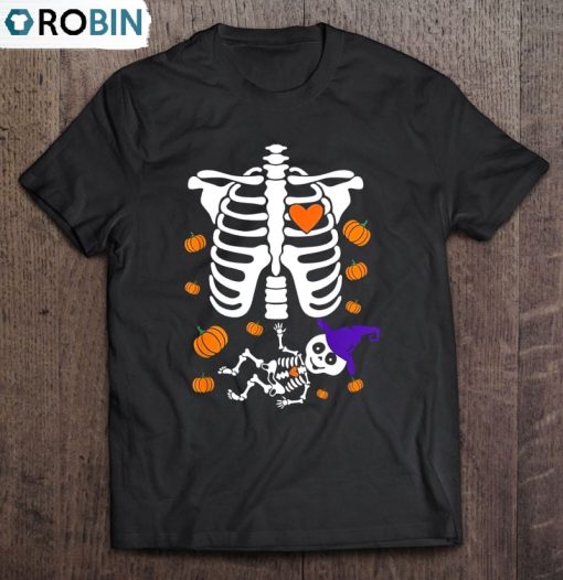Halloween Skeleton Baby Rib Cage Maternity Pregnant Unisex Shirt