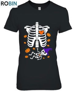 Halloween Skeleton Baby Rib Cage Maternity Pregnant Unisex Shirt