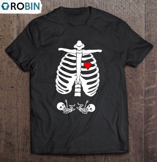 Halloween Skeleton Maternity Twins Matching Couples Ver2 Unisex Shirt