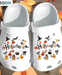 Halloween Symbols Witch Pumpkin Icons Crocs Shoes