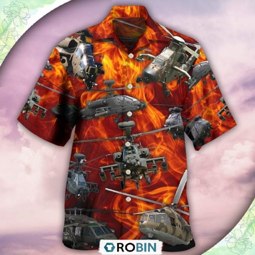 Helicopter On Fire Casual Button-Down Shirt