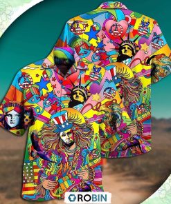 Hippie America Colorfull Style Casual Button-Down Shirt