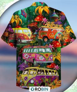 Hippie Bus Peace Life Colorful Style Casual Button-Down Shirt