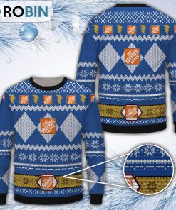 Home Depot Blue Merry Christmas All Over Print Ugly Sweater