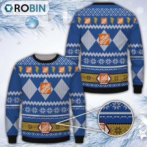 Home Depot Blue Merry Christmas All Over Print Ugly Sweater