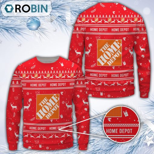Home Depot Red Merry Christmas All Over Print Ugly Sweater