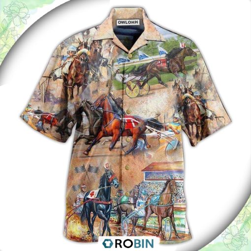 Horse Harness Racing On With Passion Casual Button-Down Shirt
