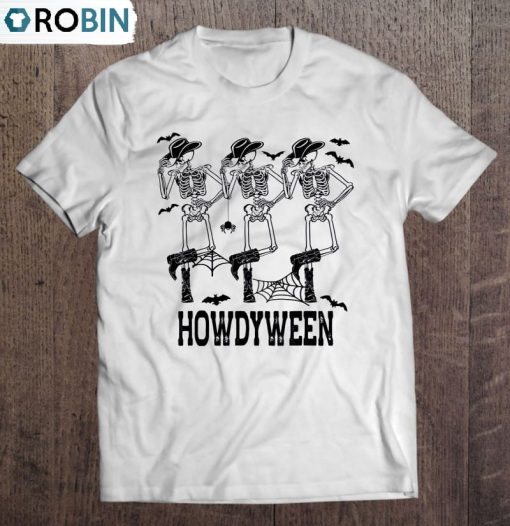 Howdyween Western Halloween Dancing Skeleton Spooky Season Unisex Shirt
