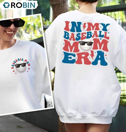 In My Baseball Mom Era Trendy Shirt, Baseball Lover Game Day Short Sleeve Hoodie