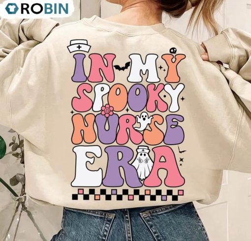 In My Spooky Nurse Era Cute Shirt, Spooky Nurse Halloween Long Sleeve Unisex Hoodie