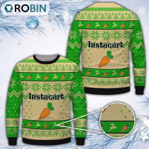 Instacart Merry Christmas All Over Print Ugly Sweater