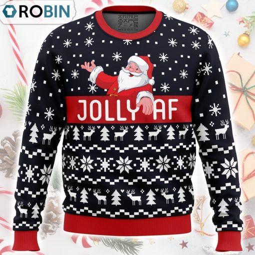 Jolly Af Santa Claus Ugly Christmas Sweater