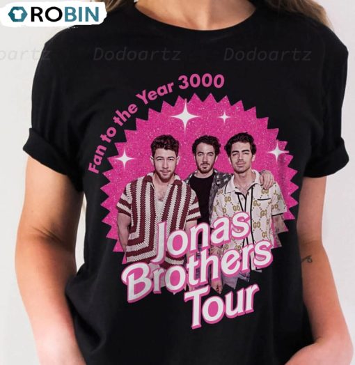 Jonas Brother In Pink Barbi Shirt , Jonas Brothers Five Albums One Sweater Long Sleeve