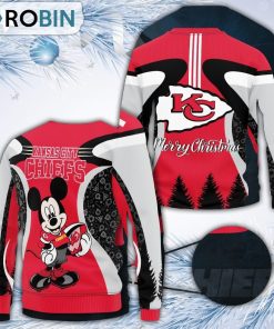 Kansas City Chiefs Mickey Mouse Merry Christmas All Over Print Ugly Sweater