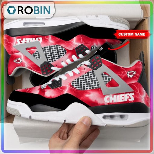 Kansas City Chiefs Thunder Personalized Air Jordan 4 Sneaker