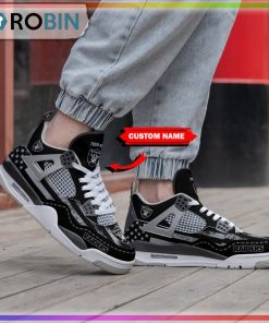 Las Vegas Raiders American Flag Personalized Air Jordan 4 Sneaker