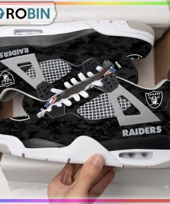 Las Vegas Raiders Camouflage  Personalized Air Jordan 4 Sneaker
