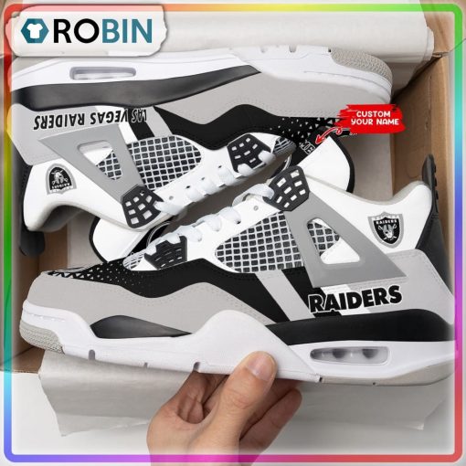 Las Vegas Raiders Football Logo Personalized Air Jordan 4 Sneaker