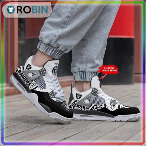 Las Vegas Raiders Logo Personalized Air Jordan 4 Sneaker