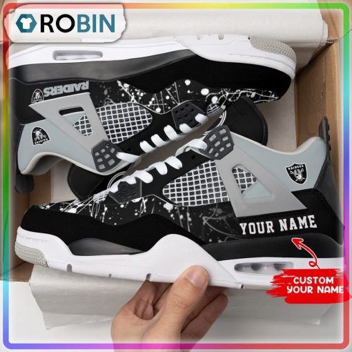 Las Vegas Raiders Personalized Air Jordan 4 Sneaker