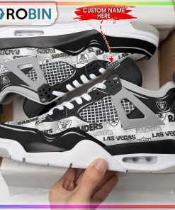 Las Vegas Raiders Thunder Personalized Air Jordan 4 Sneaker