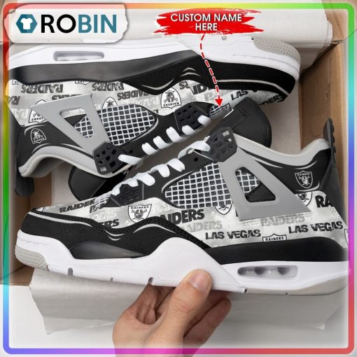 Las Vegas Raiders Thunder Personalized Air Jordan 4 Sneaker