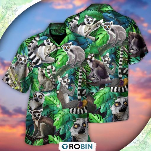 Lemur Madagascar In The Jungle Casual Button-Down Shirt