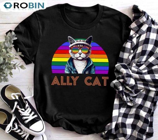 Lgbt Ally Cat Sunglasses Lgbt Support Shirt