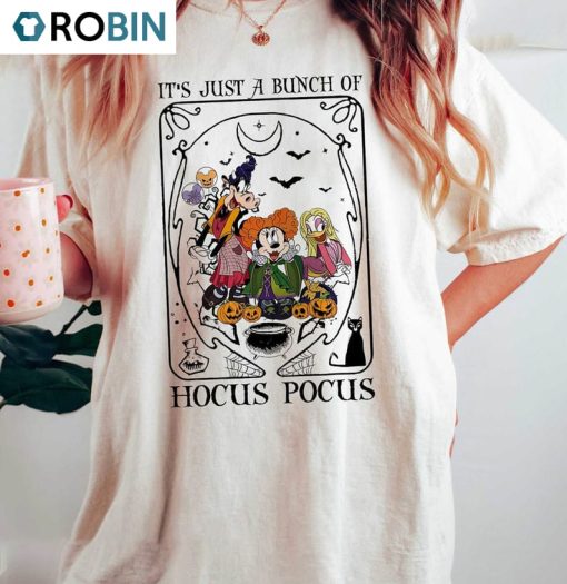 Limited It’s Just A Bunch Of Hocus Pocus Shirt, Creative Tarot Card Halloween Crewneck Tee Tops