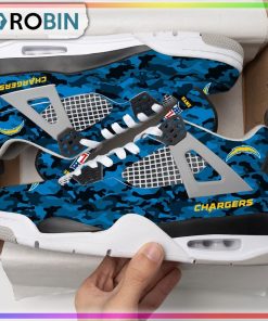 Los Angeles Chargers Camouflage Personalized Air Jordan 4 Sneaker