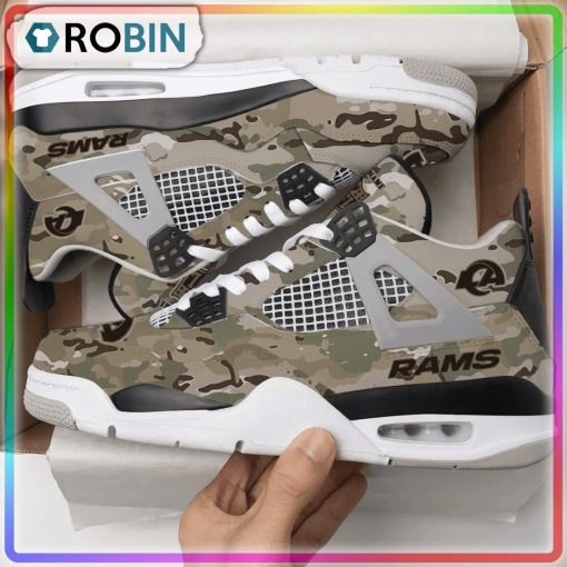 Los Angeles Rams Camo Personalized Air Jordan 4 Sneaker