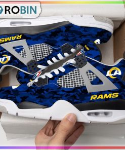 Los Angeles Rams Camouflage Personalized Air Jordan 4 Sneaker