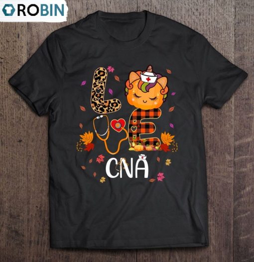 Love Cna Unicorn Pumpkin Leopard Print Nursing Halloween Unisex Shirt
