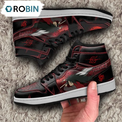 Madara Uchiha Jordan 1 High Sneakers, Custom Naruto Anime Shoes